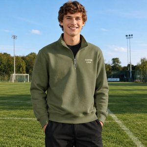 Sudadera de Hombre al por Mayor con Cierre de Cremallera, Blanca, Ligera, de Manga Larga, Estilo Minimalista Urbano, Ropa Casual de Moda - Product Image 1