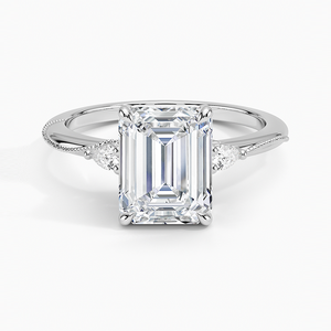 Bague BOJ 032 en argent 925, coupe émeraude, camélia, trois pierres, diamant 2 carats couleur D VVS1, moissanite certifiée GRA, prix bas - Product Image 1