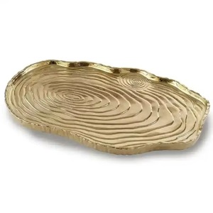 Abstract Wood Grain Pattern Modern Design Single Piece Gold Plated Irregular Decorative <b>Tray</b> - Product Image 1