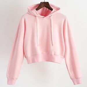Services OEM en gros – Nouveaux sweats à capuche courts pour femmes, 100 % coton tricoté, manches longues, couleur unie, respirants, séchage rapide, haute qualité - Product Image 6
