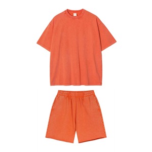 Ensemble t-shirt et short délavé à l'acide pour homme, streetwear, impression personnalisée, collection été - Product Image 5