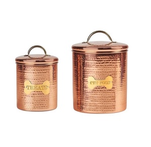 Copper Cylinder Food Storage <b>Container</b> With Lid Handcrafted Vintage Design Airtight Metal Canister For Kitchen Canister - Product Image 3