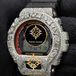 Montre numérique de luxe Pahal Jewels avec diamants, 45 mm, résistante aux chocs, affichage LED, bracelet en acier inoxydable unisexe - Product Image 2