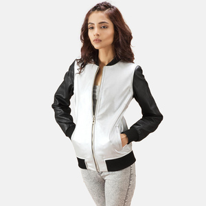 Women Real Leather Jacket New Design Style Wholesale Windproof Genuine Leather <b>Zipper</b> up Women's Shearling Leather Jacket - Product Image 2