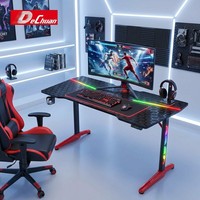 Bureau de jeu RGB en gros avec porte-gobelet et crochet pour casque, 2 tailles