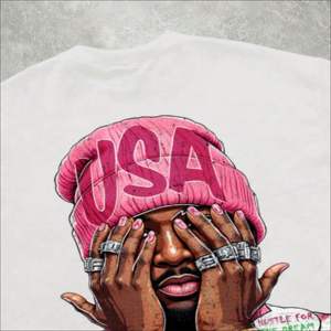 Camiseta de Algodón de Alta Calidad con Estampado Gráfico de Diamantes de Imitación, Lavado Ácido, Hombros Caídos, Estilo Urbano, Informal y a la Moda - Product Image 3