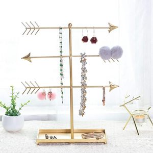 Expositor de Joyas de Lujo con Diseño de Flecha Dorada, Organizador Metálico para Pendientes, Collares y Pulseras, Soporte de Almacenamiento de Joyas para Tocador - Product Image 2
