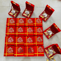 Caja Decorativa de Latón Hecha a Mano con Diseño de Swastika y Ganesha, Portavelas con Cuentas de Cristal, Artículos para Pooja, Regalo de Navidad
