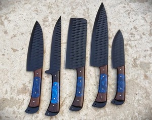 Custom Handmade Carbon Steel Chef <b>Knife</b> <b>Set</b> Wood+Resin Handle 5-Piece Ambidextrous Straight Edge 8" 58-60 HRC 67-Layer <b>Knife</b> - Product Image 1