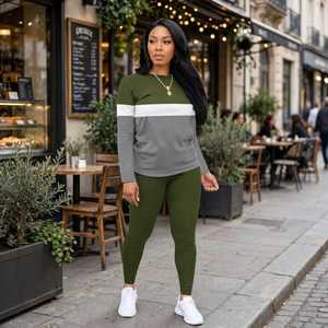 Ensemble de survêtement 2 pièces pour femme, sweat-shirt à manches longues et leggings color block - Product Image 6