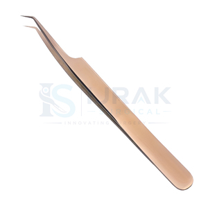 แหนบต่อขนตาโค้งสีโรสโกลด์ระดับมืออาชีพ – ที่หนีบขนตาปลายไฟเบอร์ความแม่นยำสูง, ด้ามจับสแตนเลสสตีลลายเพชร - Product Image 1