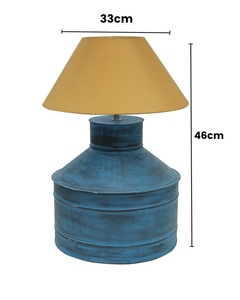 Antique algae blue milk can <b>table</b> lamp yellow cone shade <b>rustic</b> farmhouse <b>bedside</b> light for vintage home decor wholesale OEM - Product Image 2