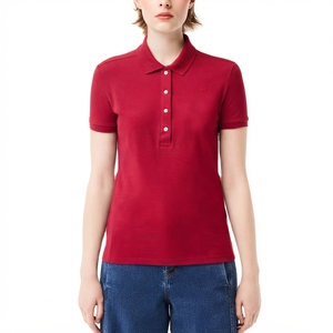 Polo de Algodón Piqué de Manga Corta para Mujer, Color Verde Sólido, Estilo Casual, Largo Regular, Tejido de Punto - Product Image 2