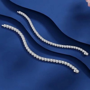 D VVS1 Moissanite 2mmTennis Bracelet Original S925 Sterling Silver Plated 18k White Gold with GRA Bracelets Women <b>Man</b> Bracelet - Product Image 1
