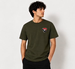 เสื้อยืดคอกลมแขนสั้นสีเขียวมะกอกสำหรับผู้ชาย Dumela ผ้าฝ้ายเนื้อแน่น ทรงปกติ ระบายอากาศได้ดี ป้องกันการเกิดขุย - Product Image 3