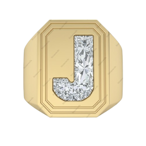 แหวนเพชร GIA IGI Certified DEF VVS VS เพชรเลี้ยงในห้องปฏิบัติการ ตัวอักษร J ตัวเรือนทองคำแท้ 925 เงินสเตอร์ลิง ดีไซน์โมเดิร์นแบบโซลิแทร์ - Product Image 1