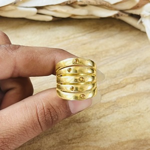 Luxury Style <b>Citrine</b> <b>Ring</b> Boho Multi Layer <b>Rings</b> Brass Jewelry Womens 18k Gold Plated Minimalist Band <b>Ring</b> For Wholesale/OEM/ODM - Product Image 2