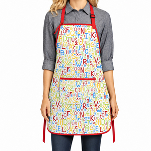 Delantal de cocina de algodón con estampado del alfabeto, delantal de chef con logotipo personalizado, delantal de cocina reutilizable para adultos, venta al por mayor - Product Image 1