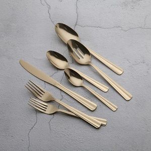 Ensemble de couverts en métal durable, résistant à la rouille, en acier inoxydable, cuillère, fourchette, couteau, collection de vaisselle, salle à manger commerciale, moderne - Product Image 5