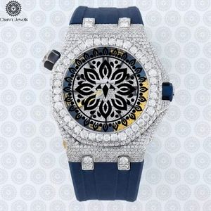 Charm Jewells Men's Stainless Steel Tonneau <b>Watch</b> With Diamond Bezel Rubber Band Luxury Fashion Analog <b>Mechanical</b> Movement - Product Image 2