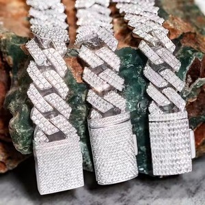 Cadena Cubana de Plata de Ley 925 con Diamantes de Moissanita FL, Acabado en Oro Blanco, Estilo Hip Hop, para Hombre, Ideal para Bodas - Product Image 3