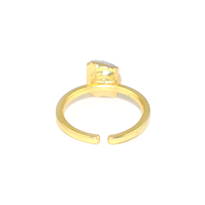 24K Gold Plated Brass White Rambo <b>Moonstone</b> <b>Ring</b> Bohemian Style Bezel Setting Natural Gemstone Women Girls Daily Wear Jewelry - Product Image 3