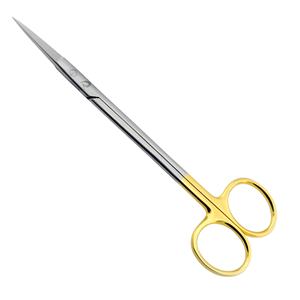 Tijeras Quirúrgicas Kelly de 16 cm, Rectas y Curvas, de Acero Inoxidable con Inserciones de Carburo de Tungsteno, Puntas Afiladas, Mango Dorado con Acabado Pasivado - Product Image 1