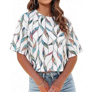Women’s Crop Shirt <b>Tie</b> Waist Casual Summer Blouse - Product Image 1