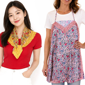 Women Floral 100% Cotton Square Shawl Lightweight Scarf with Lace Trim Multi-Purpose Summer Wear SC-33 - Product Image 5