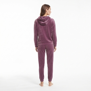 Ensemble de survêtement en velours pour femme, coupe classique, personnalisé, avec sweat à capuche et pantalon de jogging, poche kangourou, pour l'hiver - Product Image 4