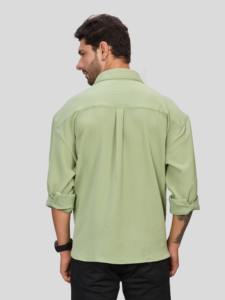 เสื้อเชิ้ตผู้ชายสีเขียวแบบลำลองสั่งตัดได้ แขนยาว ปกคอพับ ระบายอากาศ ป้องกันรังสียูวี ผ้าโพลีเอสเตอร์ 100% 140 กรัม ผ้าทอ สไตล์ฤดูร้อน - Product Image 1