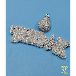 Hip Hop Bling <b>Name</b> Pendant Iced Out Lab Grown Diamond <b>Necklace</b> Money Bag Chain Gift Jewelry - Product Image 5