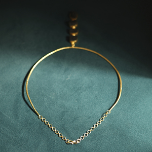 Minimalist Gold Plated Choker Necklace With Natural Stone Geometric Pendant Snake <b>Chain</b> Everyday Wear - Product Image 2