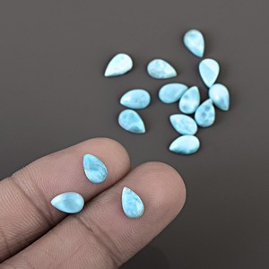 Larimar natural con forma de pera, cabujón de 5x7 mm, piedras sueltas calibradas para joyería, proveedor con precio mayorista y MOQ bajo. - Product Image 2