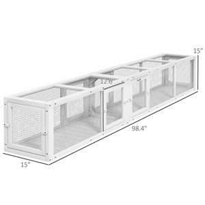 Tunnel per Gatti in Legno Bianco a 8 Porte per Esercizio all'Aperto, Design Combinabile - Product Image 3