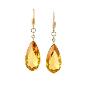 Boucles d'oreilles en forme de poire en forme de larme de zircon cubique jaune en argent sterling 925 - Product Image 1