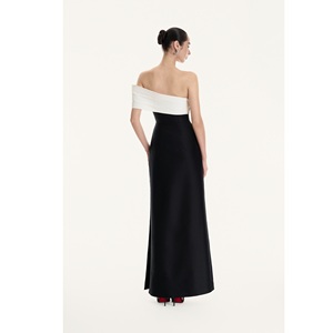 Robes de Soirée Luxueuses pour Femmes en Gros ISOLDE – Robe Longue Asymétrique Anti-Plis, Respirante et Chaude avec Contraste - Product Image 2