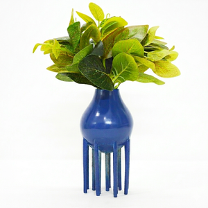Modern Blue Metal Flower <b>Vase</b> with Tripod Stand Decorative Iron Tabletop <b>Vase</b> for Home Decor <b>Unique</b> Luxury Centerpiece Floral Po - Product Image 2