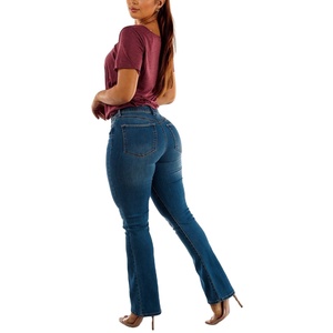 Pantalones vaqueros lavados ligeros para mujer, ajustados de alta calidad personalizados con cintura con logotipo, pantalones vaqueros de Otoño de talla grande, Exportación ecológica BD - Product Image 1
