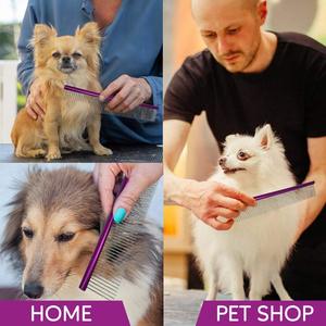 Peigne pour animaux de compagnie professionnel, écologique, classique, en acier inoxydable |   Outil de toilettage anti-rouille pour chiens et chats, à picots arrondis pour démêler les nœuds - Product Image 4