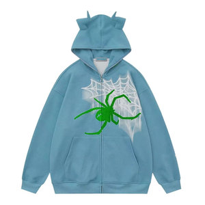 Sweat à capuche zippé pour homme, en molleton 100% coton, coupe oversize, couleur unie, idéal pour l'hiver et l'allaitement - Product Image 1