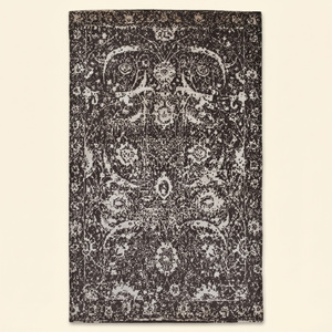Tapis moderne en médaillon noir ivoire vieilli, écologique, antidérapant, tufté à la main, pour salon, chambre, hôtel - Product Image 1