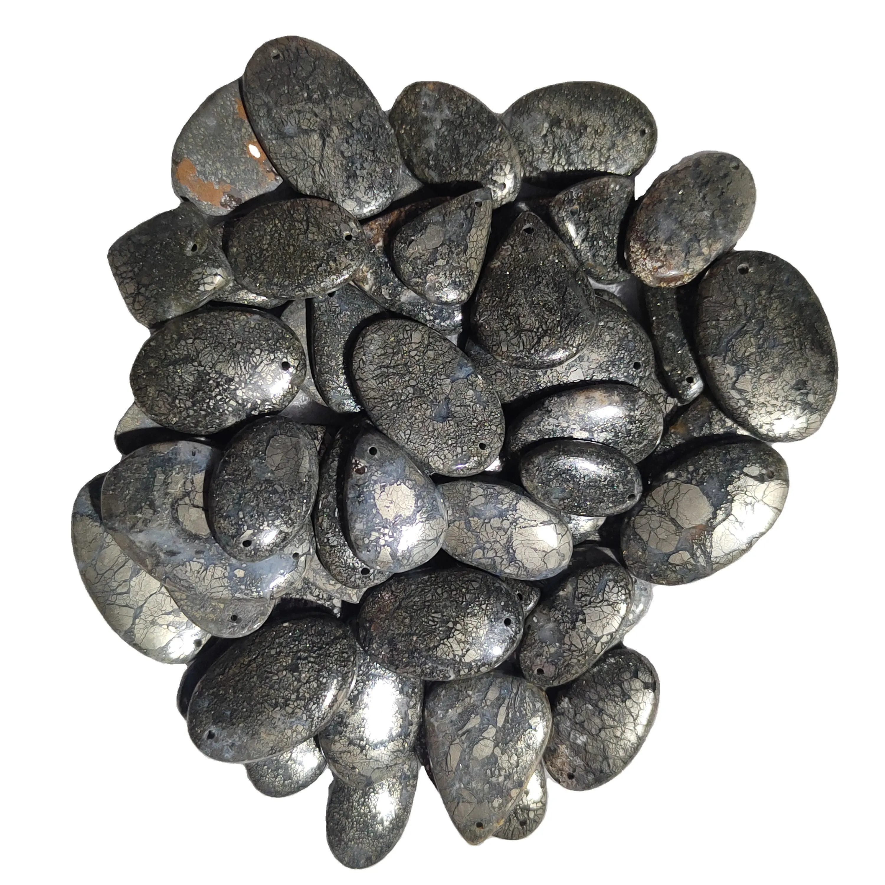 Wholesale Natural Marcasite Pyrite hand Polished Drilled Loose Gemstone Cabochon Lot For Healing Jewelry