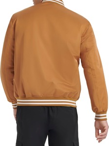<b>Men's</b> Black Varsity <b>Jacket</b> With <b>White</b> Stripe Collar And Cuffs Regular Fit Casual Style Polyester Material Autumn Wear - Product Image 5