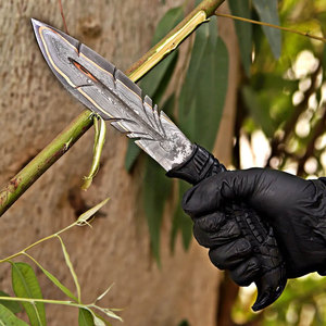 Nuevo cuchillo de caza Viking Odin Raven de cobre damasco hecho a mano con pluma, hoja fija de 11 pulgadas, ambidiestro, con mango de madera de fresno. - Product Image 4