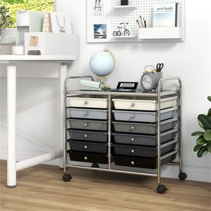 Carrello Portaoggetti a 2 File e 10 Livelli con 12 Cassetti Rimovibili Multicolore, 4 Ruote (2 con Freno), Grigio, Armadietto da Cucina per Alimenti - Product Image 6