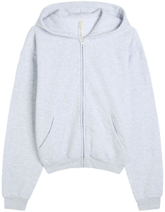 <b>Women's</b> <b>Light</b> Gray Fleece Waterproof Zip Hoodie Terry Sweatshirt Breathable Front Hooded <b>Jacket</b> for Autumn Winter - Product Image 1