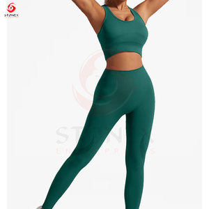 Conjunto de 2 Piezas para Mujer, Color Sólido, para Yoga, Running, Casual, Deportivo, Vacaciones, Viajes, Leggings Largos de Cintura Alta - Product Image 3