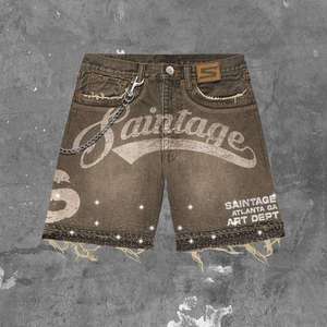 Conjunto de Camiseta de Verano Personalizada para Hombre, Camisa a Cuadros con Pedrería y Pantalones Cortos de Mezclilla, Estilo Urbano - Product Image 4