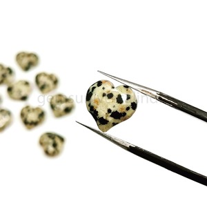 Colgante de Corazón de Jaspe Dálmata Natural de 12mm, Tallado a Mano, Precio al por Mayor para Fabricación de Joyería - Product Image 2
